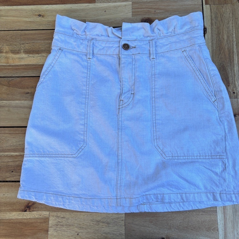 Free People White Utility Skirt‎ – Size 8 Linen Cotton Blend - Picture 8 of 9